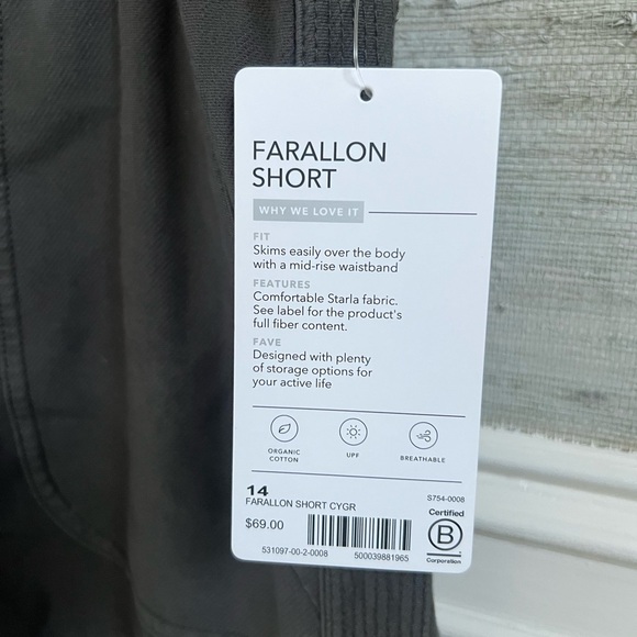 NWT new 14 Athleta farallon shorts dark gray charcoal mid rise drawstring - Picture 3 of 13